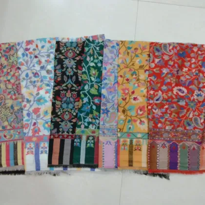KashiFab soft weave stole Grey floral weave online - KF scarf SC51