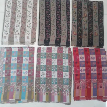 KashiFab soft weave stole Grey sozni border online - KF scarf SC33