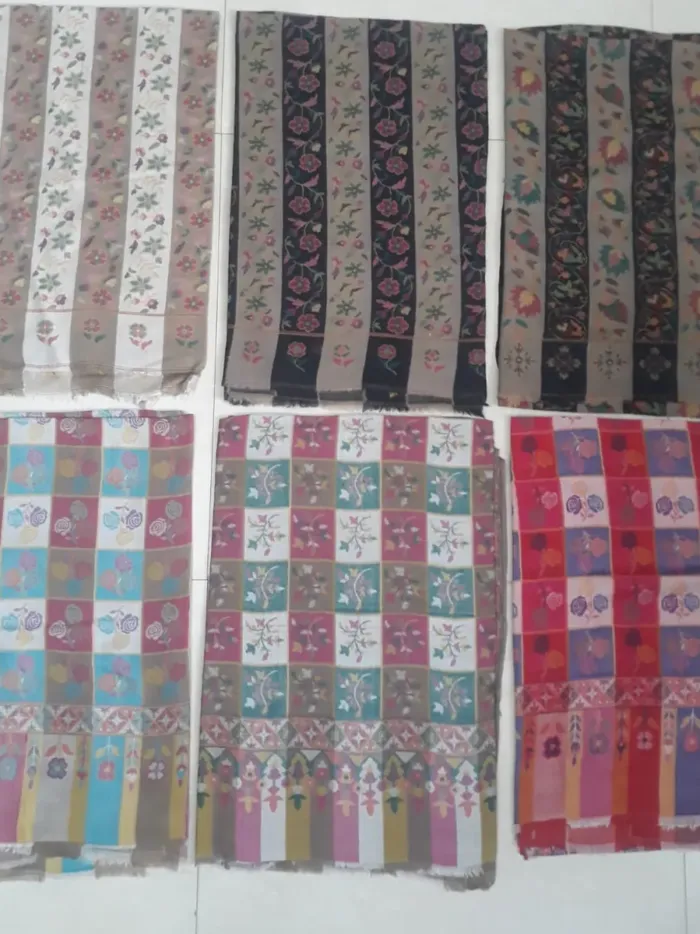 KashiFab soft weave stole Grey sozni border online - KF scarf SC33