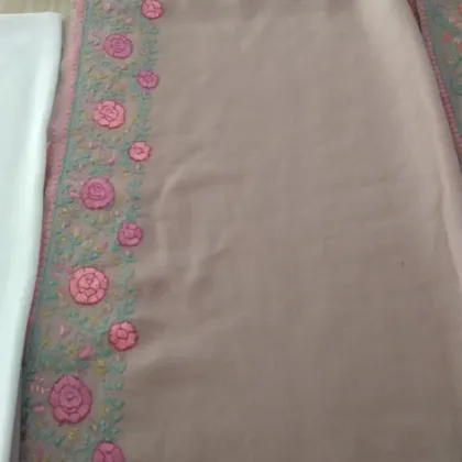 KashiFab soft weave stole Grey sozni border online - KF scarf SC58