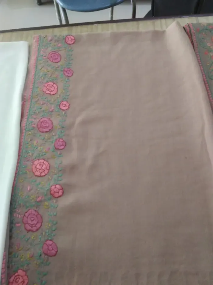 KashiFab soft weave stole Grey sozni border online - KF scarf SC58