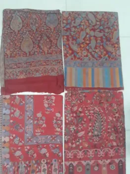KashiFab soft weave stole Red floral weave online - KF scarf SC30