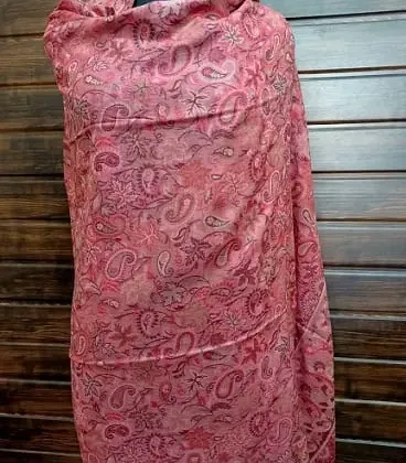 KashiFab soft weave stole Red jamawar paisley online - KF scarf SC11