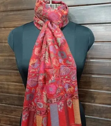 KashiFab soft weave stole Red jamawar paisley online - KF scarf SC28