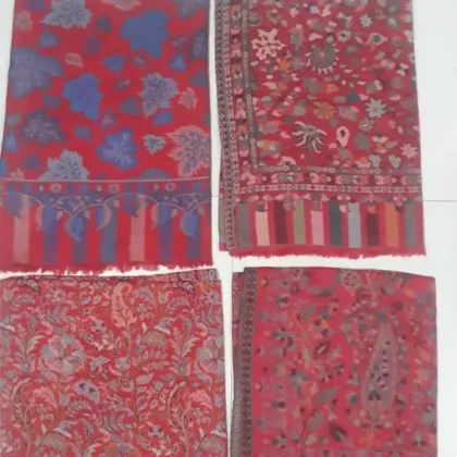KashiFab soft weave stole Red jamawar paisley online - KF scarf SC38