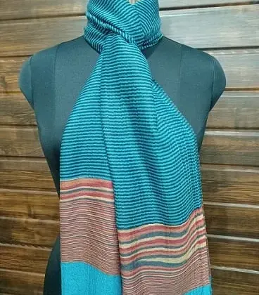 KashiFab soft weave stole Teal jamawar paisley online - KF scarf SC20