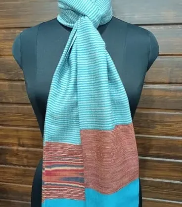 KashiFab soft weave stole Teal jamawar paisley online - KF scarf SC25
