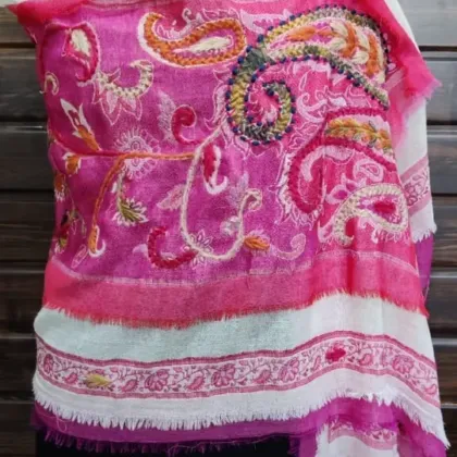 KashiFab soft weave stole Wine jamawar paisley online - KF scarf SC03