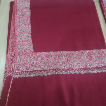 KashiFab soft weave stole Wine jamawar paisley online - KF scarf SC41