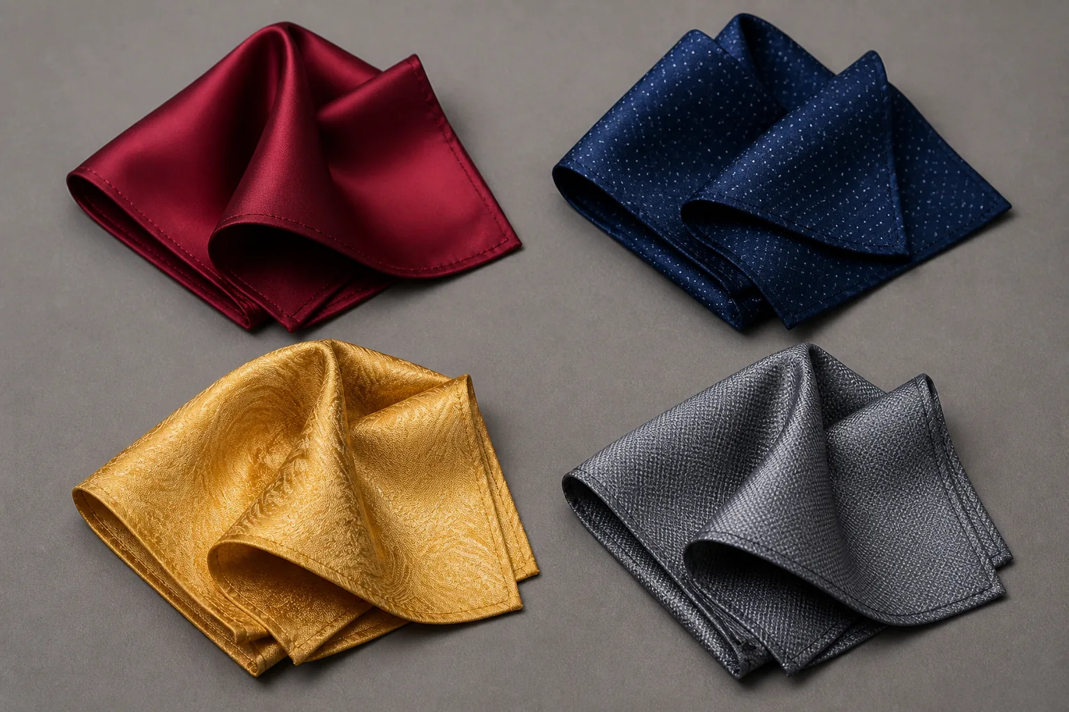 KashiFab silk pocket square collection still