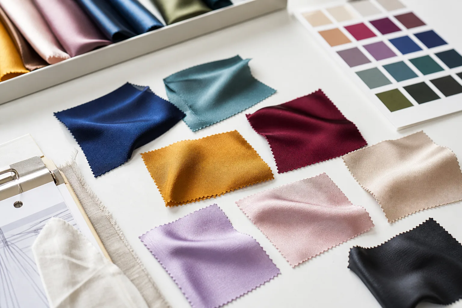 KashiFab custom silk twill colour sampling and strike-offs for British private label