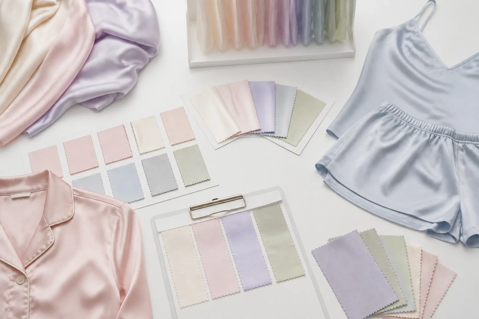 KashiFab custom silk sleepwear colour sampling and strike-offs for British private label