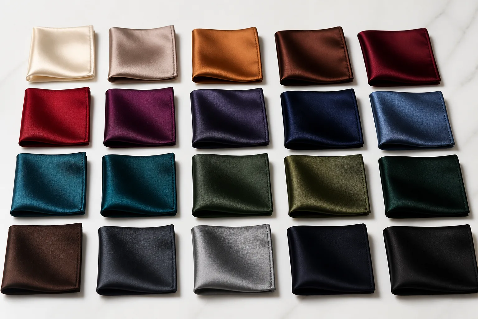 KashiFab custom silk pocket square colour sampling for British private label