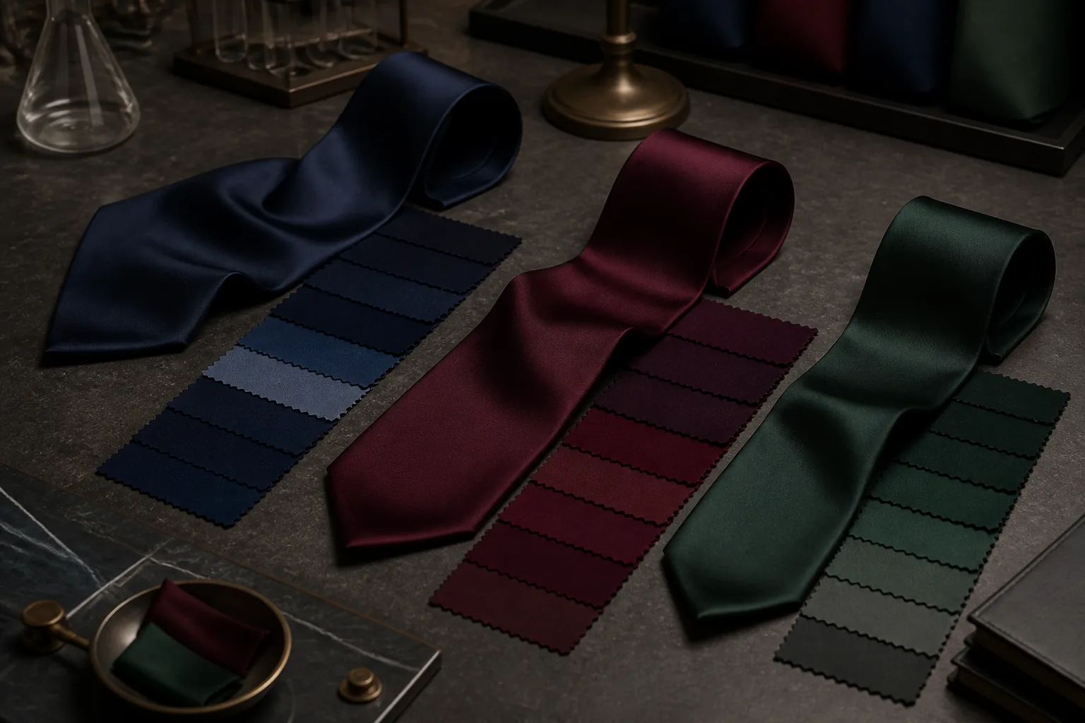 KashiFab custom silk tie colour sampling for British private label