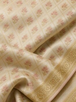 KashiFab Cream Resham Staple Meena Brocade Blouse Fabric - CHO 10992