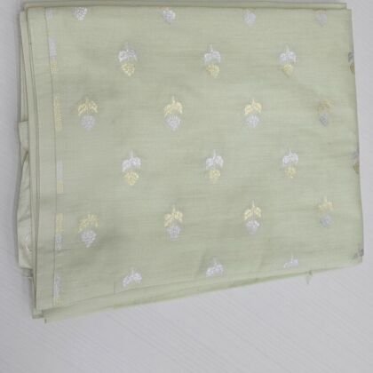 KashiFab Mint Cotton Saitan Brocade Blouse Fabric - CHO 1172