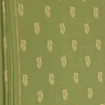 KashiFab Olive Cotton Satin Brocade Blouse Fabric - CHO 1240