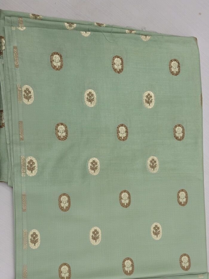 KashiFab Sage Cotton Sattan Brocade Blouse Fabric - CHO 1242