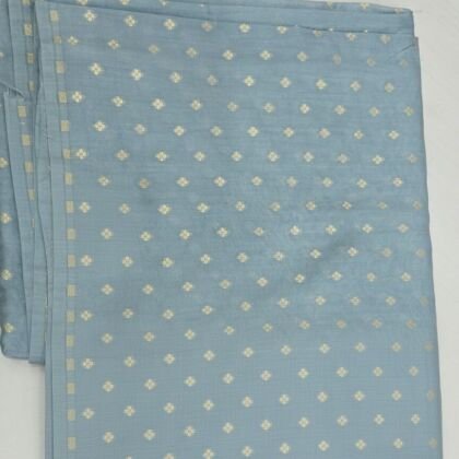 KashiFab Blue Grey Cotton Sattan Brocade Blouse Fabric - CHO 1243
