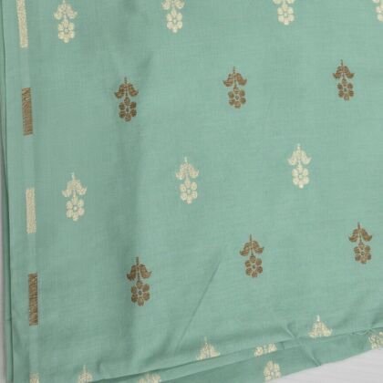 KashiFab Mint Cotton Sattan Brocade Blouse Fabric - CHO 1244