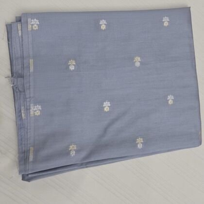KashiFab Grey Cotton Satin Brocade Blouse Fabric - CHO 218