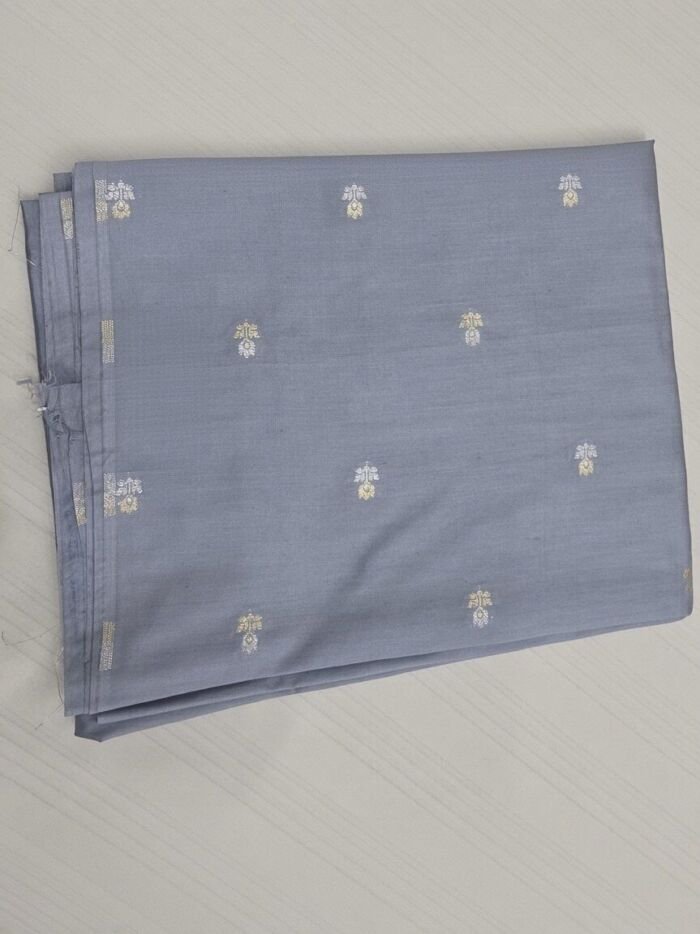 KashiFab Grey Cotton Satin Brocade Blouse Fabric - CHO 218