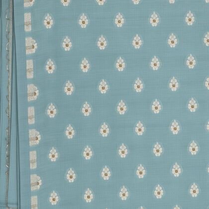 KashiFab Sage Cotton Satin Brocade Blouse Fabric - CHO 22423