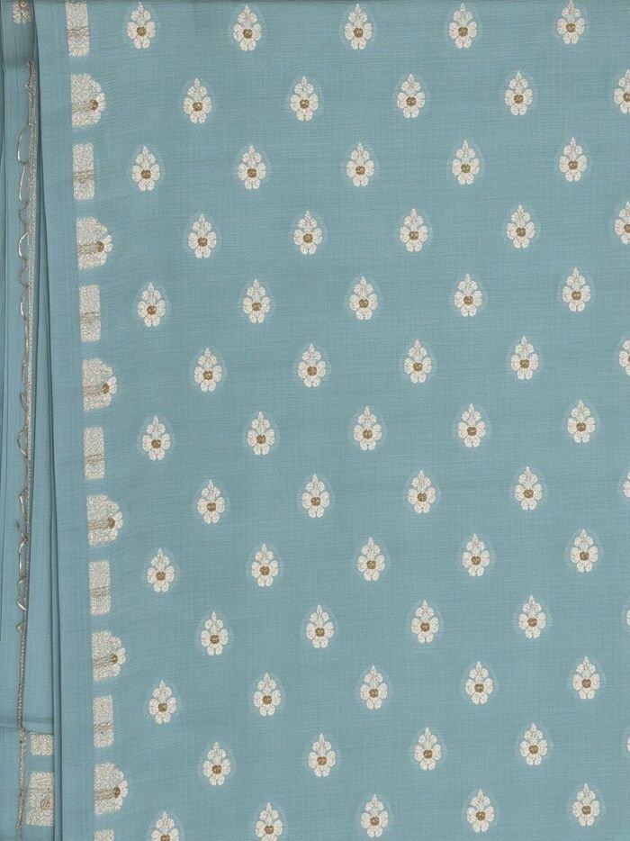 Sage Cotton Satin Brocade Blouse Fabric - CHO 22423 KashiFab Sage Cotton Satin Brocade Blouse Fabric - CHO 22423