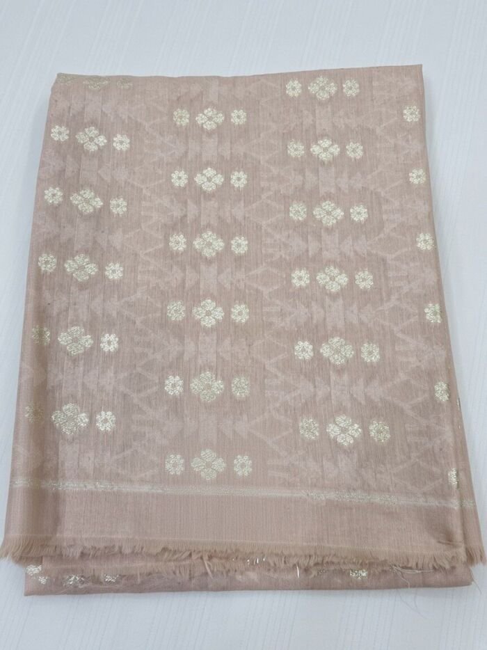 Pale Peach Cotton Zari Buti Blouse Fabric - CHO 22604 KashiFab Pale Peach Cotton Zari Buti Blouse Fabric - CHO 22604