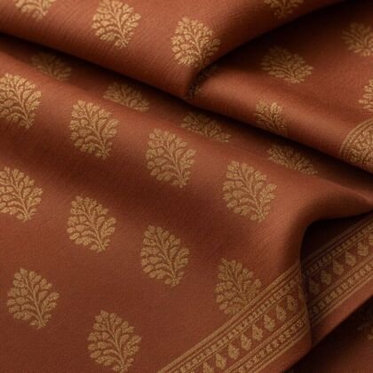 KashiFab Terracotta Resham Staple Brocade Blouse Fabric - CHO 30367