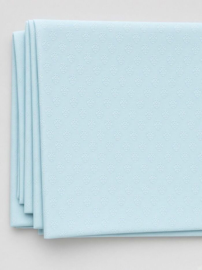 Sky Blue Poly Staple Jacquard Blouse Fabric - CHO 32747 KashiFab Sky Blue Poly Staple Jacquard Blouse Fabric - CHO 32747