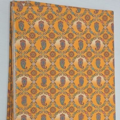 KashiFab Mustard Poly Dupion Print Blouse Fabric - CHO 412