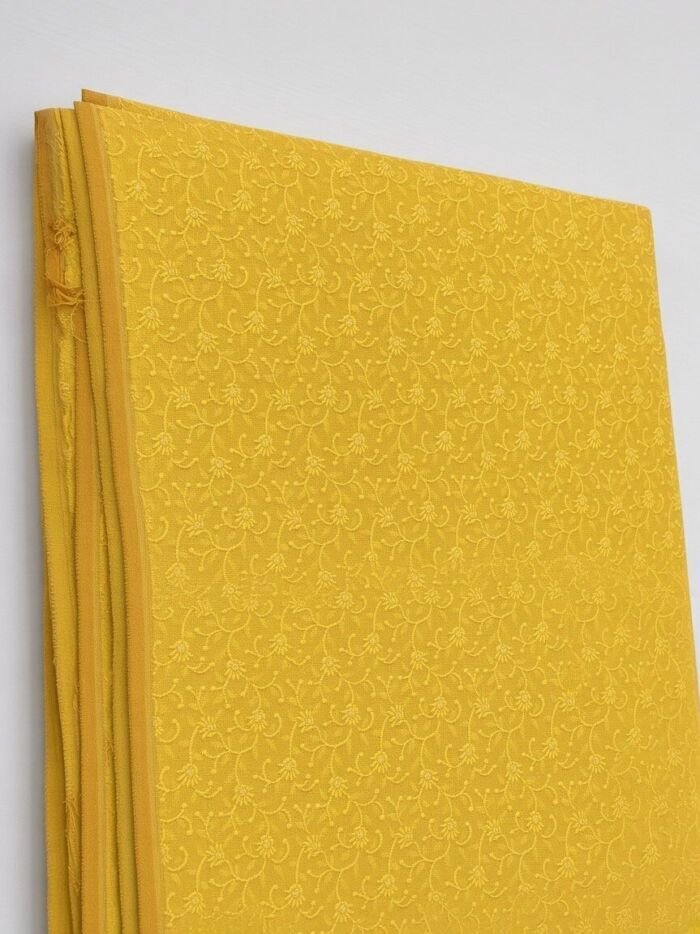 Mustard Resham Staple Meena Buti Blouse Fabric - CHO 4126 KashiFab Mustard Resham Staple Meena Buti Blouse Fabric - CHO 4126