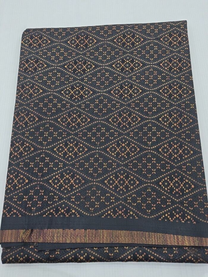 KashiFab Charcoal Fancy Metallic Diamond Brocade Blouse Fabric - CHO 429