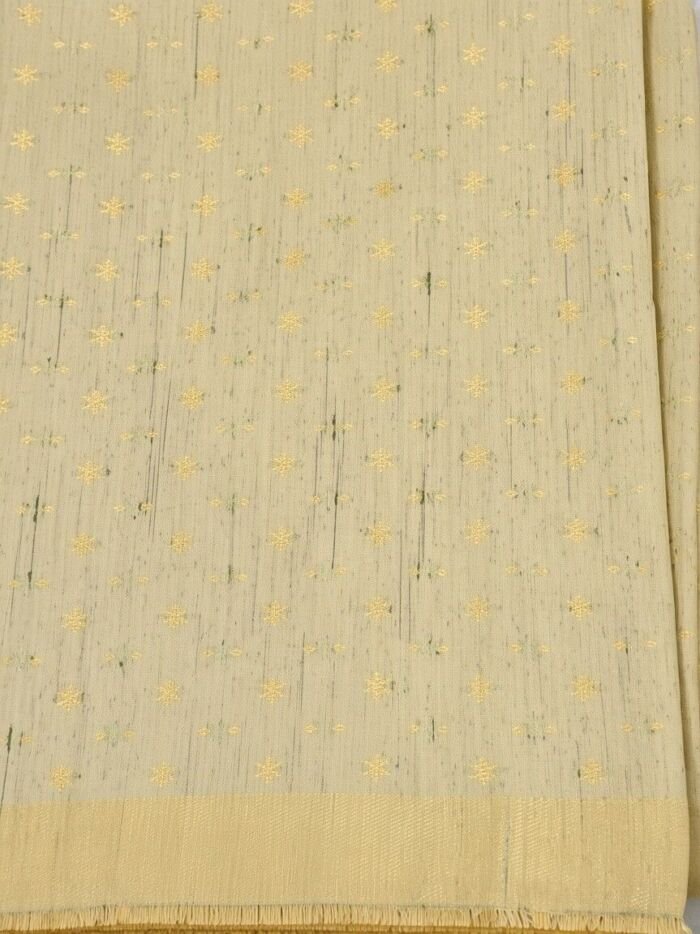 Cream Poly Dupion Jacquard Blouse Fabric - CHO 44381 KashiFab Cream Poly Dupion Jacquard Blouse Fabric - CHO 44381