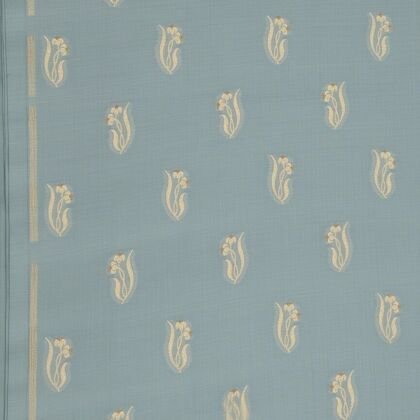 KashiFab Blue Grey Cotton Sattan Brocade Blouse Fabric - CHO 44732