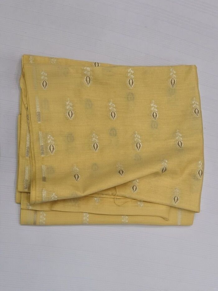 Mustard Sarta Cotton Zari Buti Blouse Fabric - CHO 47354 KashiFab Mustard Sarta Cotton Zari Buti Blouse Fabric - CHO 47354