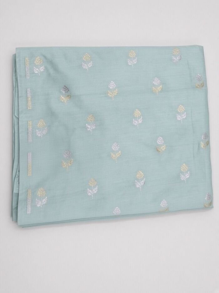 Mint Sarta Cotton Zari Buti Blouse Fabric - CHO 48429 KashiFab Mint Sarta Cotton Zari Buti Blouse Fabric - CHO 48429