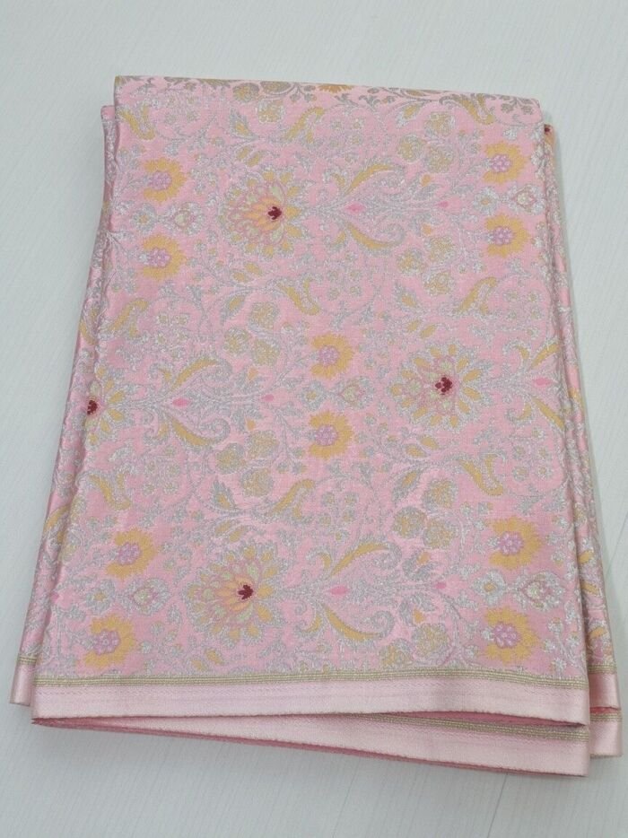 KashiFab Pastel Pink Silver Sartan Brocade Blouse Fabric - CHO 49348