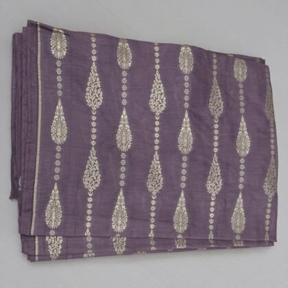 KashiFab Mauve Gold Zari Teardrop Blouse Fabric - CHO 6024