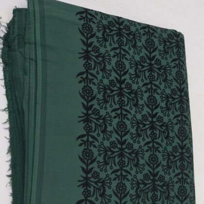 KashiFab Forest Green All Over Embroidery Blouse Fabric - CHO 707