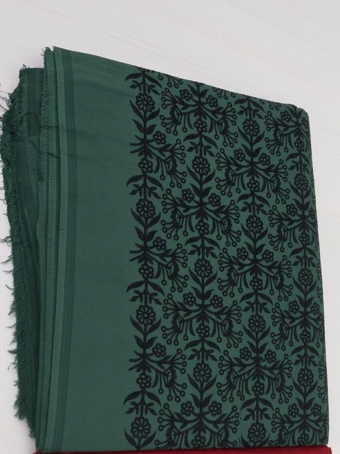 Forest Green All Over Embroidery Blouse Fabric - CHO 707 KashiFab Forest Green All Over Embroidery Blouse Fabric - CHO 707