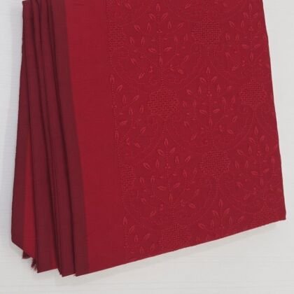 KashiFab Crimson All Over Embroidery Blouse Fabric - CHO 763