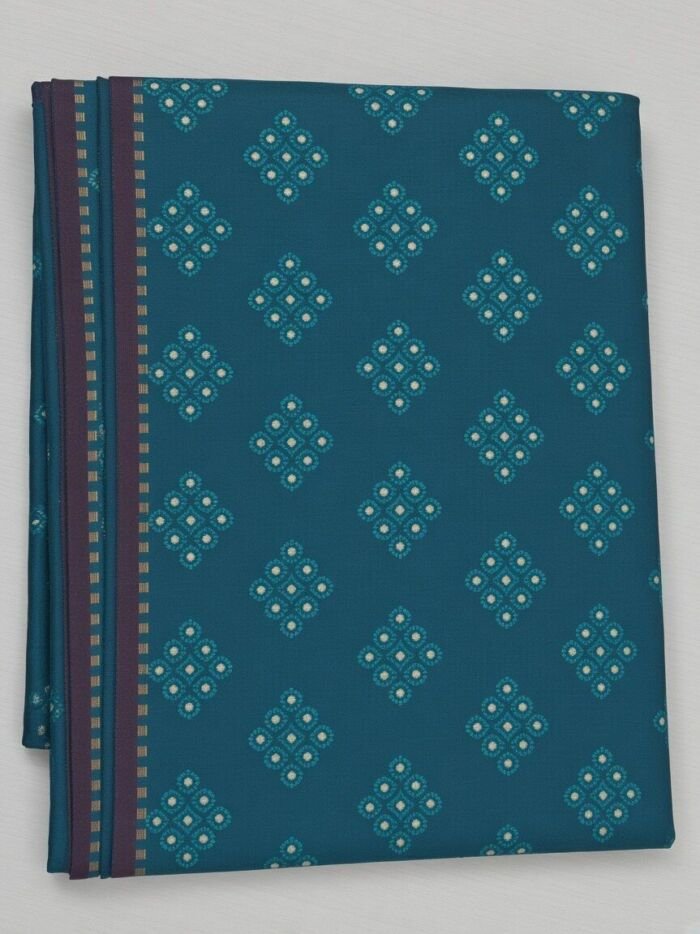 Teal Roman Silky Brocade Blouse Fabric - CHO 80299 KashiFab Teal Roman Silky Brocade Blouse Fabric - CHO 80299