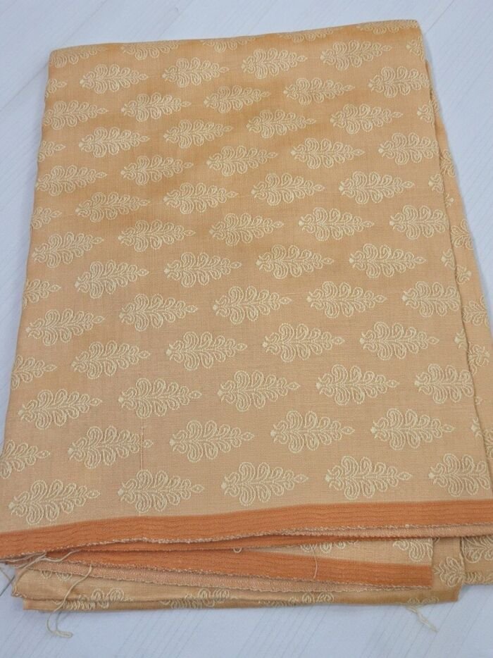 Peach Resham Staple Jaicot Blouse Fabric - CHO 8712 KashiFab Peach Resham Staple Jaicot Blouse Fabric - CHO 8712
