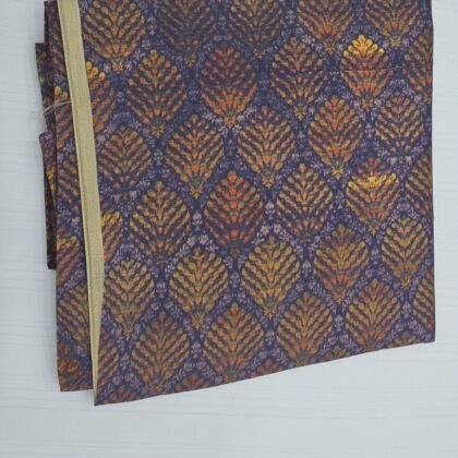 KashiFab Purple Leaf Print Blouse Fabric - CHO C-0025