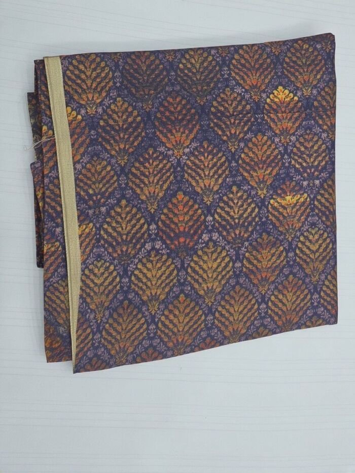 Purple Leaf Print Blouse Fabric - CHO C-0025 KashiFab Purple Leaf Print Blouse Fabric - CHO C-0025
