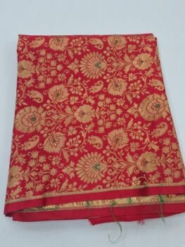 KashiFab Red Gold Floral Brocade Blouse Fabric - CHO P311