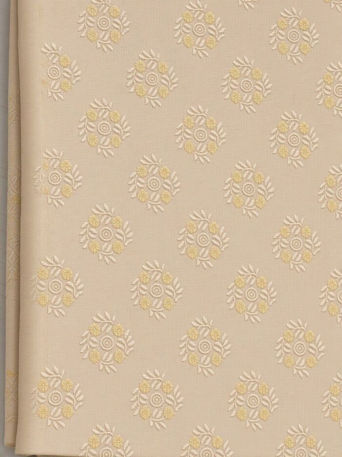 KashiFab Beige Resham Staple Meena Brocade Blouse Fabric - CHO S3536