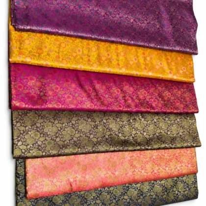 KashiFab Jewel Tone Mini Buti Banarasi Brocade Fabric - Banarasi brocade fabric Varanasi wholesale export